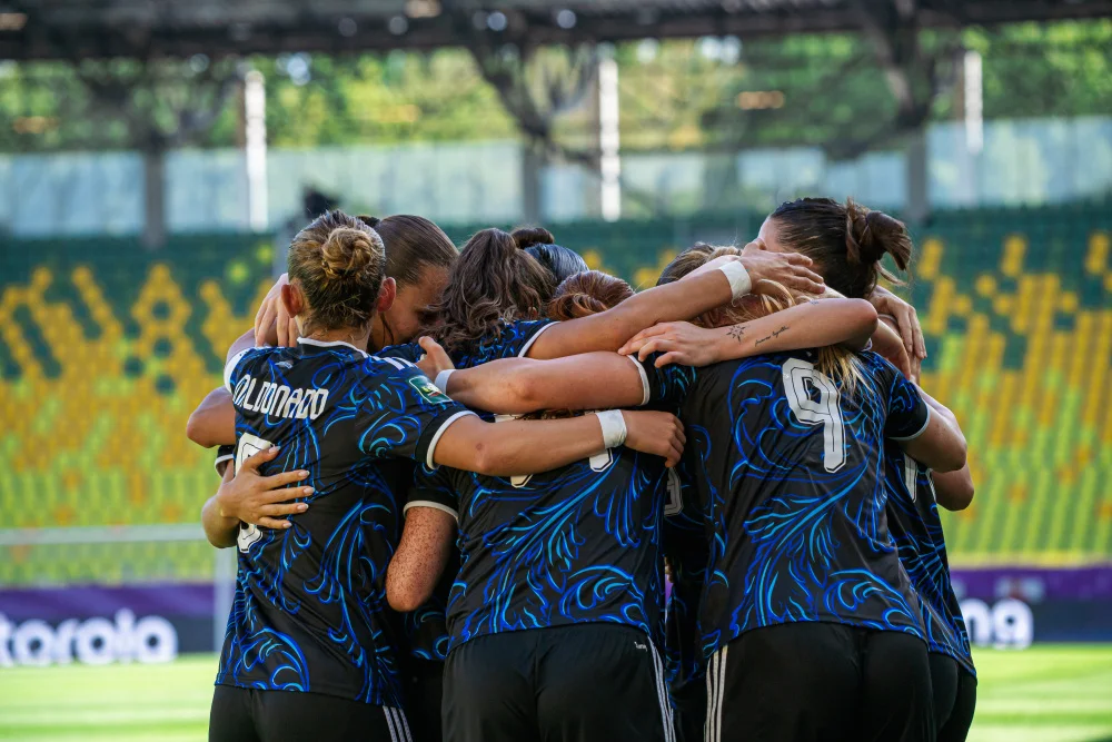 La Selección Argentina femenina Sub 20 durante el triunfo ante Benín.