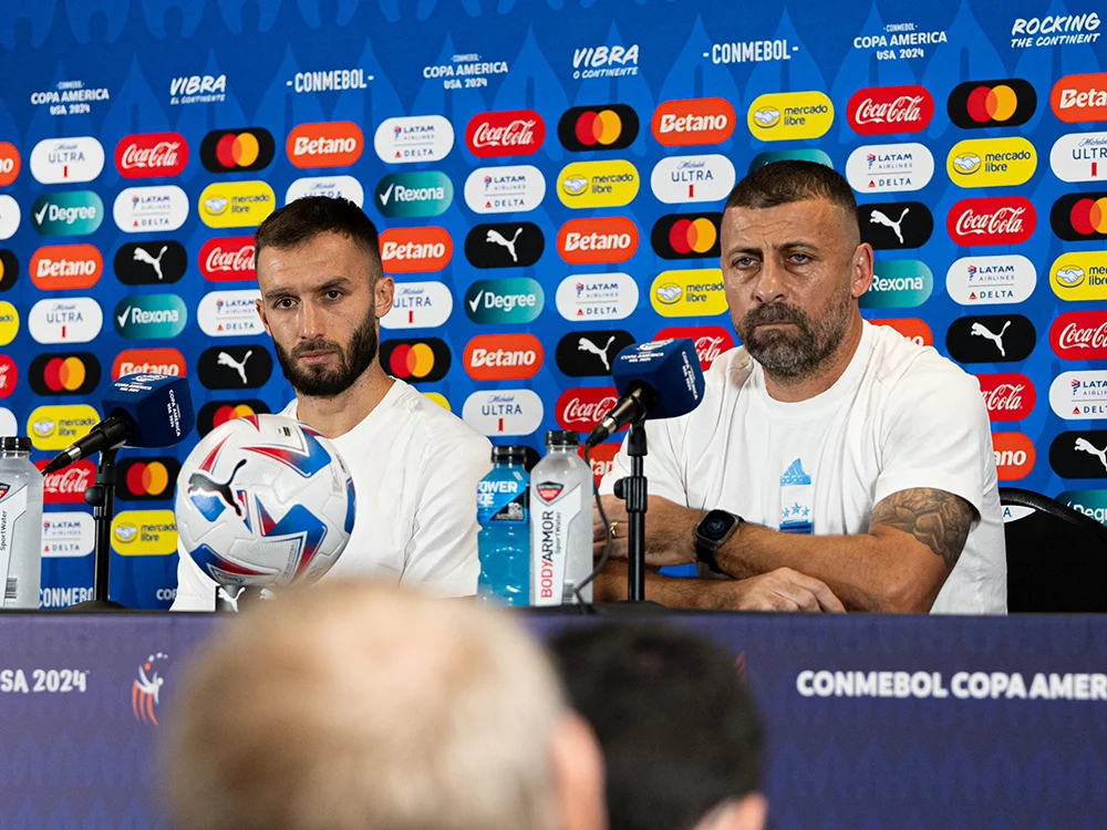 Walter Samuel durante una conferencia de prensa de la Selección Argentina